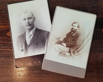 Paar von Antique 1800's Kabinett Karte Porträt Fotos, Männer, Kanada.
