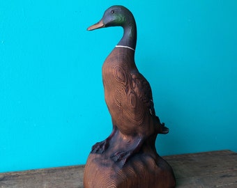 Vintage Hand Carved Kadian Crafts Ltd Duck Statue