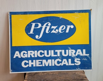 Metal Pfizer Agricultural Chemicals Sign