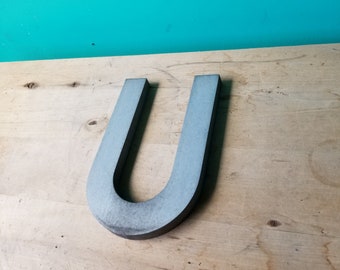 Salvaged Metal Signage Letter U