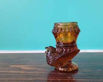 Amber Depression Glass - Toothpick Holder