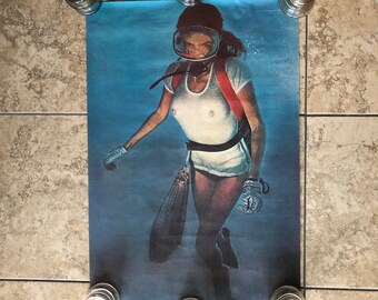 Vintage Diving Woman Poster 32.5"x 22"