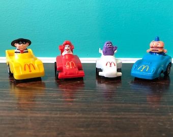 McDonald's 1988 Turbo Macs Happy Meal Toy Character Cars. Set of Four.