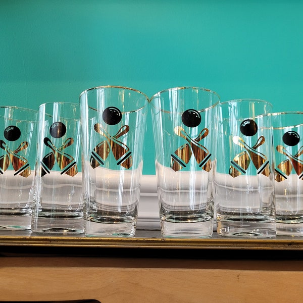 Set Of Six Vintage Bowling Glasses