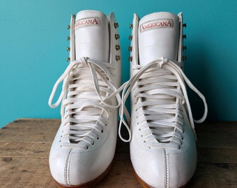 Vintage Americana Leather Ice Skating Boots, High Quality Excellent Condition, Made in Canada, ONLY Boots No Blades