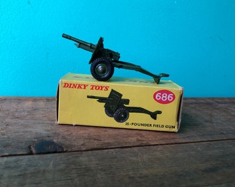 Dinky Toys 686 25-Pounder Field Gun, Produced 1958 - 1968, Made in England, With Box