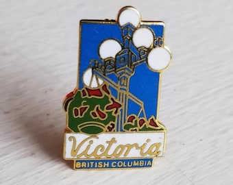 Victoria British Columbia Vintage Metal Enamel City Pin. Canada.