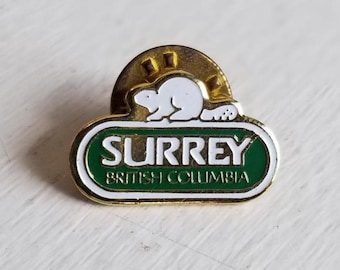 Surrey British Columbia Vintage Metal Enamel Pin. Canada.