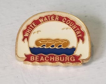 White Water Country Beachburg Vintage Metal Enamel Pin, Ontario Canada