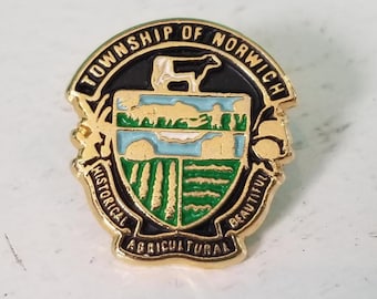 Township of Norwich Vintage Metal Enamel Pin, Ontario Canada