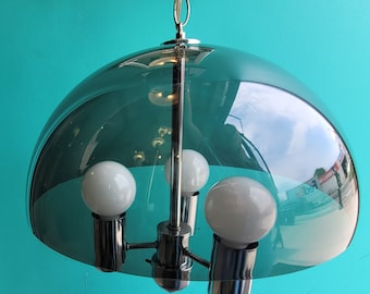 MCM Chrome and Smoked Acrylic Ceiling Light