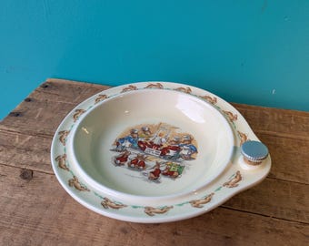 1984 Royal Doulton Bunnykins Porcelain Warmer, Toast for Tea, Cork Included, Missing Lid, 8" x 2"