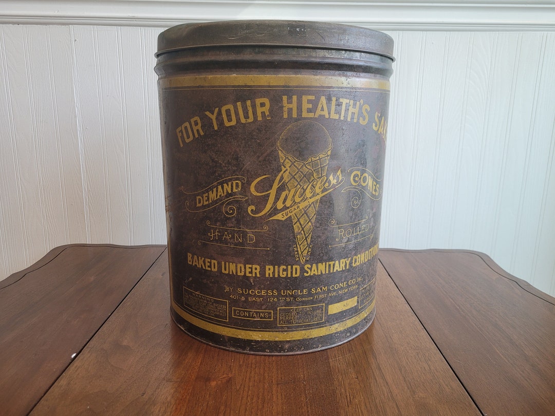 1940s Success Uncle Sam Rolled Ice Cream Cones Tin Container Etsy