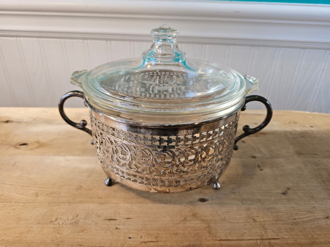 Vintage Pyrex Casserole Dish and Silver Plated Metal Stand Etsy UK