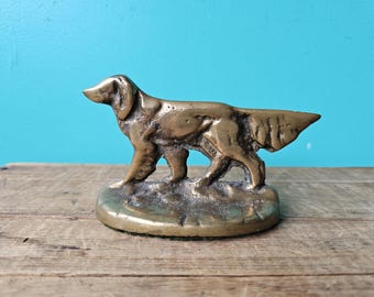 Vintage Pair Brass Dog Bookends, 4" x 3"