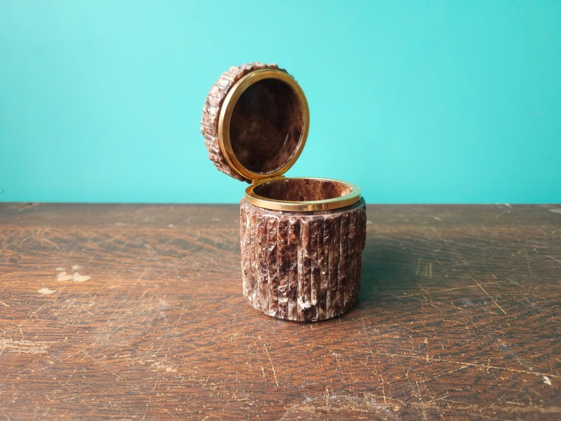 Italian Hand Carved Alabaster Round Box With Hinged Lid - Etsy