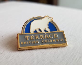 Terrace British Columbia Vintage Metal Enamel Pin. Canada.