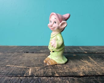 Vintage Dopey Dwarf Ceramic Figurine, Walt Disney Made in Japan, 4 1/2" x 2"