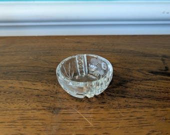Vintage Etched Glass Salt Cellar, 2"
