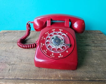 1970s Northern Electric Rotary Telephone Red