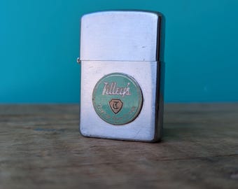 Vintage Refillable Lighter Tilley's Shoe Polishers Toronto, Made in Japan by Overseas Service Corp