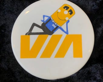 Vintage Button 1980's VIA Rail Mascot "Choo-Choo"
