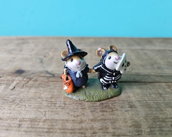 1987 Annette Petersen Wee Forest Folk "Littlest Witch & Skeleton" Figurine