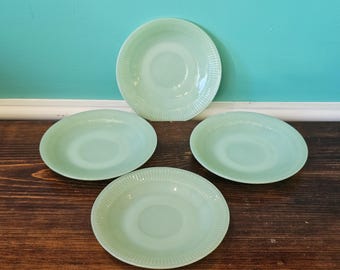 Vintage Jadeite Saucer Plates. Four Piece Set.