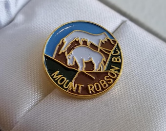 Mount Robson British Columbia Vintage Metal Enamel Pin. Canada.