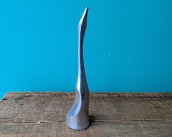 Hoselton Canada Long Necked Bird Figurine Solid Aluminum Signed, 8"