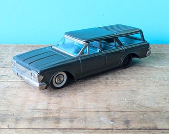 Vintage Tin Friction 1965 Rambler Ambassador, Made in Japan by Haji 8" long x 3" wide x 2 1/4" tall