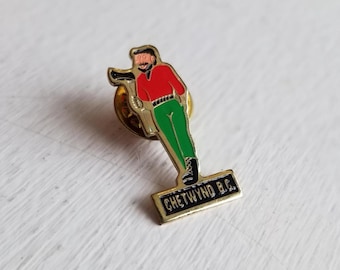 Chetwynd British Columbia Vintage Metal Enamel Lumberjack Pin. Canada.