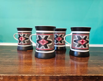 Set of 4 Mugs Quadrille Sango Malta Pattern