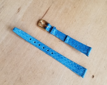 Blue Leather Watch Strap - 12