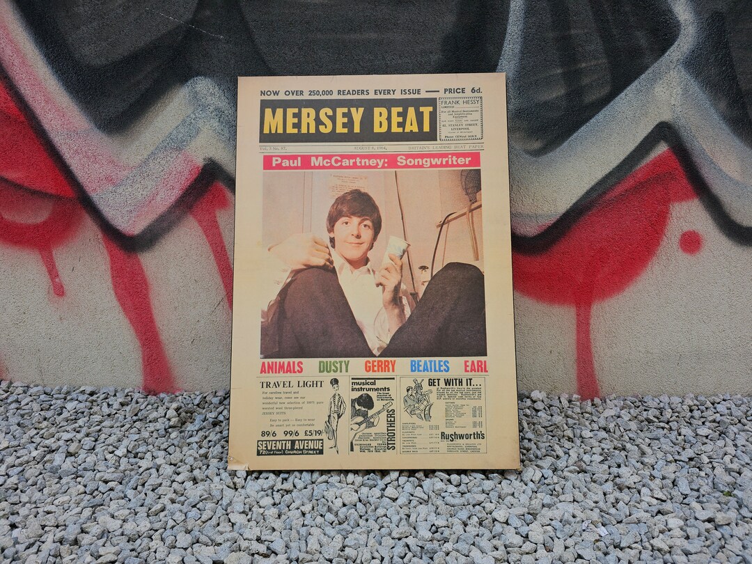 Beatles Paul Mccartney, Mersey Beat Mounted Poster, 1964 - Etsy