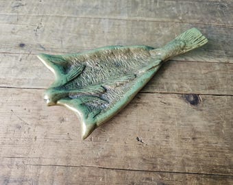 Vintage Novelty Lunenburg Foundry Co. Cast Iron Split Cod Dish/ Trinket Dish/ Key Dish/ Spoon Rest/ Ashtray, Newfoundland, 8" x 4 1/4"