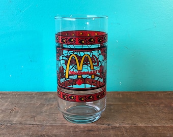 1980's McDonalds Coca Cola Glasses, Stained Glass Style