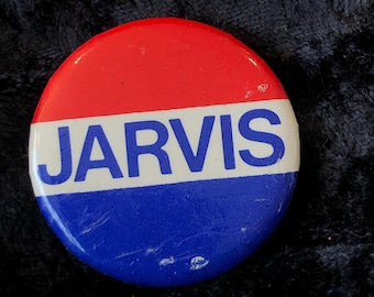 Vintage Pinback Button Jarvis (politics?) 1 1/4"