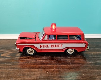 Fire Chief MF 192 Friction Toy with Original Box. 1970s. Made in China.