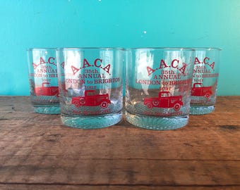 Set of Four Rock Glasses, 1992 AACA 35th Annual London to Brighton Tour