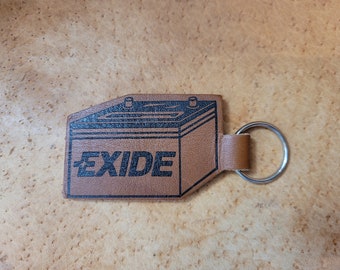 1970s Exide Battery Wood Keychain