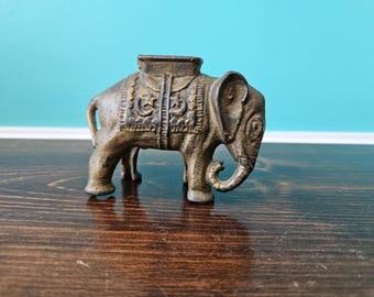 1920s Cast Iron Elephant Coin Bank, 3" tall