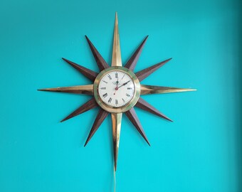 Vintage Starburst Wall Clock by Ingram