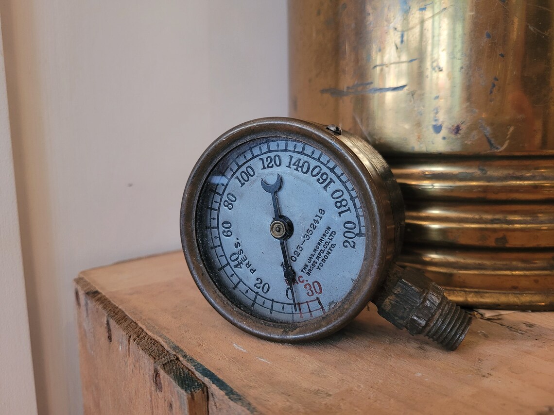 Antique Brass Steam Pressure Gauge Etsy UK