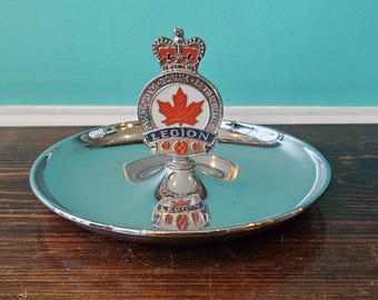 Royal Canadian Legion Vintage Chrome Trinket Dish