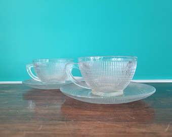 Pair of Pressed Glass Tea Cups