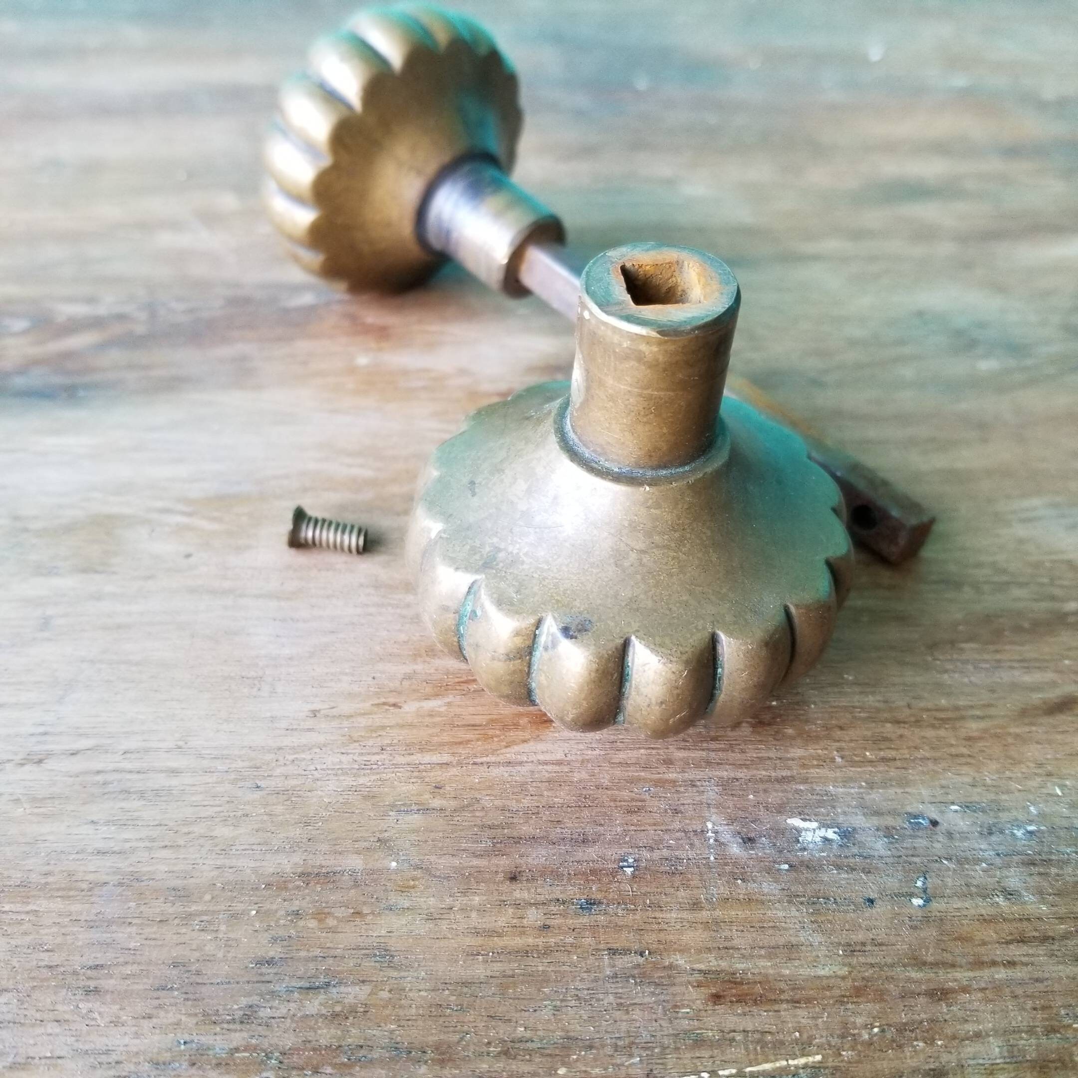 Warm Brass Antique Door Knob Set