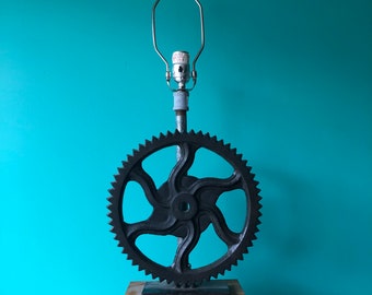 Handcrafted Rustic Gear Lamp