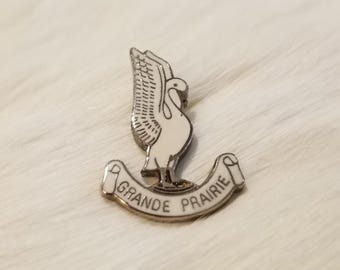 Trumpeter Swan South Prairie Alberta Vintage Metal Enamel Pin. Canada.