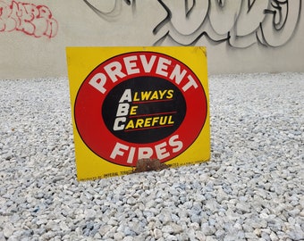 1970s Imperial Tabaco Prevent Fires Tin Sign Vintage